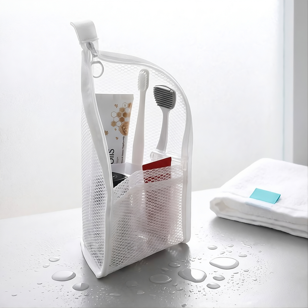 PTEM™ Travel Organizer – Multi-Pocket Mesh Toiletry Bag