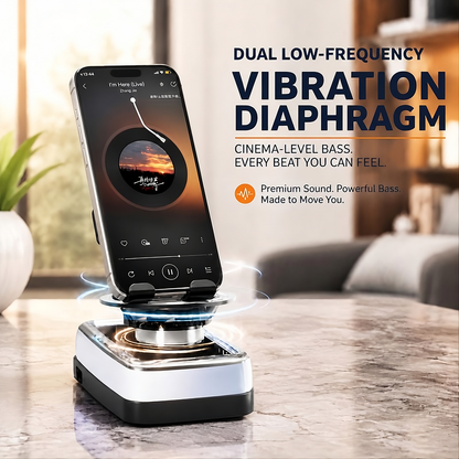 PTEM 7-in-1 Wireless Induction Speaker Stand – Adjustable Phone & Tablet Dock with RGB Light